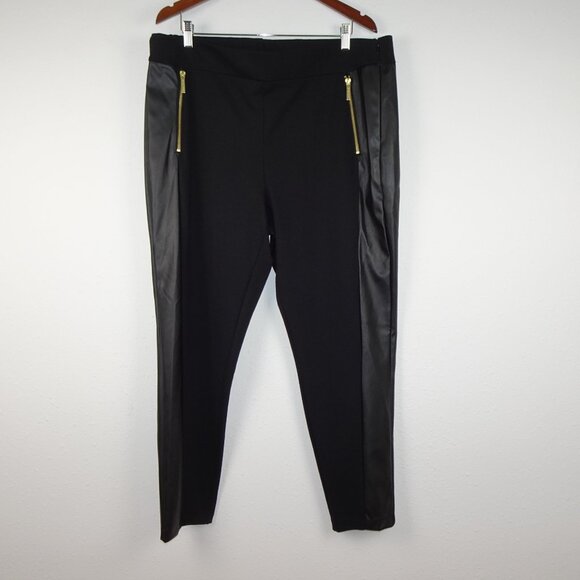MICHAEL Michael Kors Pants - Michael Kors Leggings Pants Women's Plus Size 2X Black Faux Leather Trim